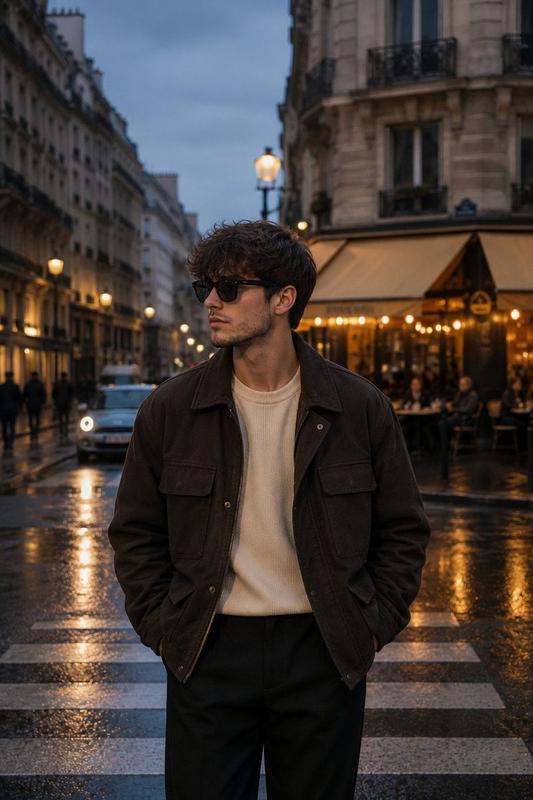 Rainy Paris Blue-Hour Menswear Editorial