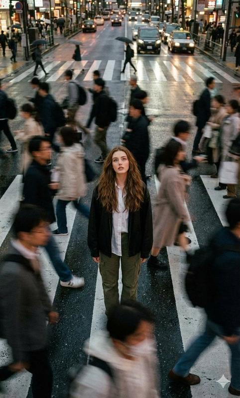 Overhead Crosswalk Crowd Blur