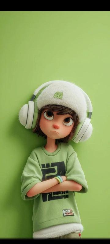 Pastel Green 3D Boy with Fuzzy Beanie