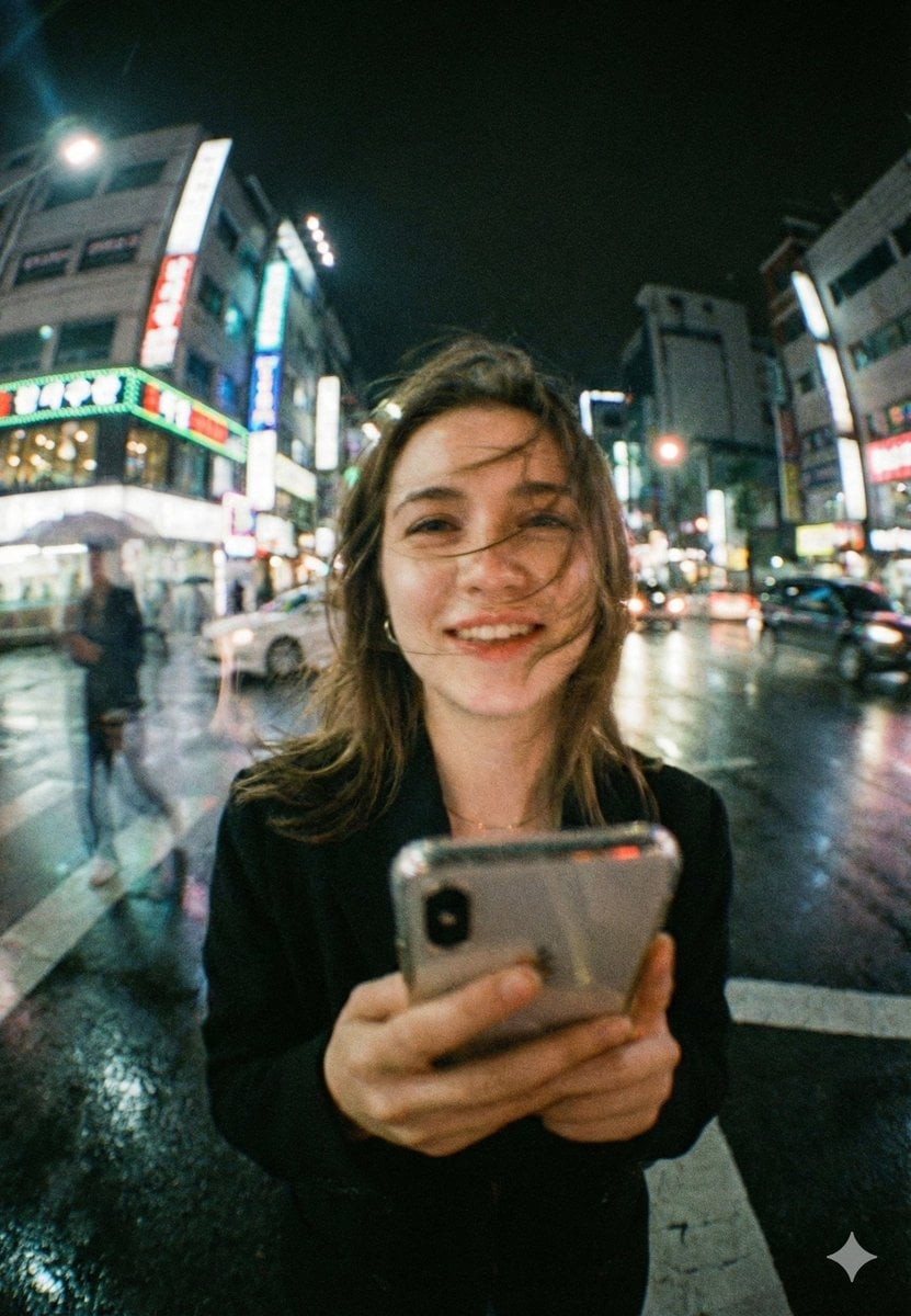 Neon Rain Street Phone Portrait