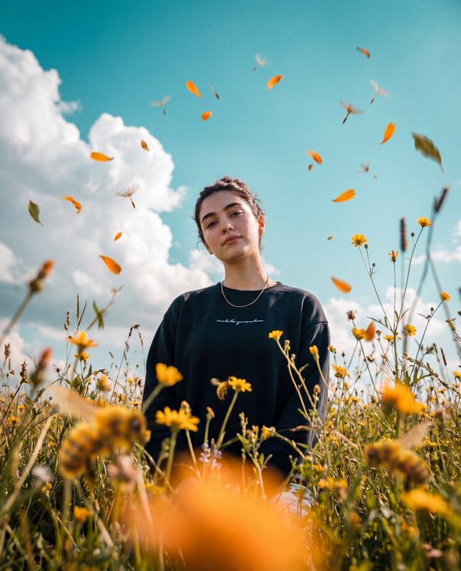 Low-Angle Meadow Sky Portrait
