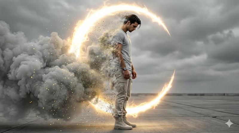 Golden Energy Disintegration Portrait