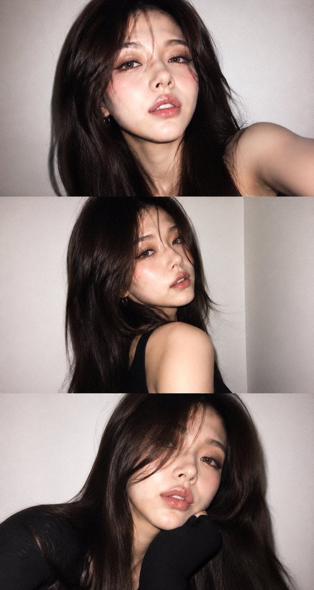 Three-Photo Y2K Flash Selfie Collage