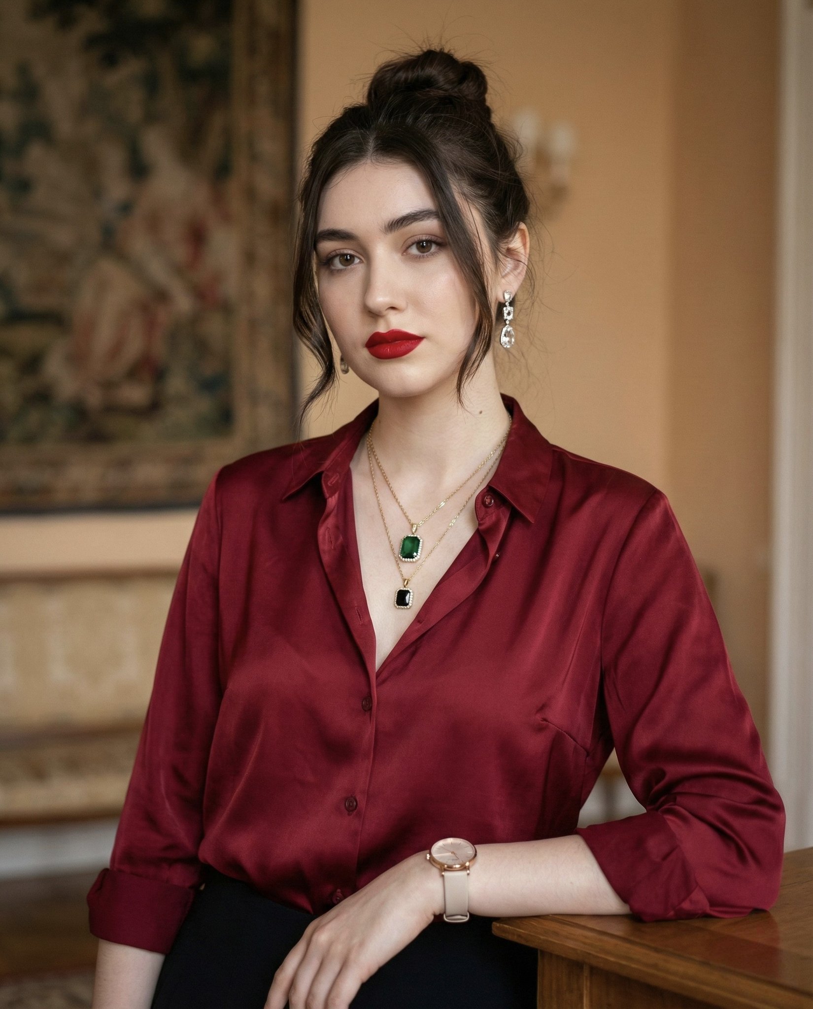 Confident Mature Woman Indoor Film Portrait
