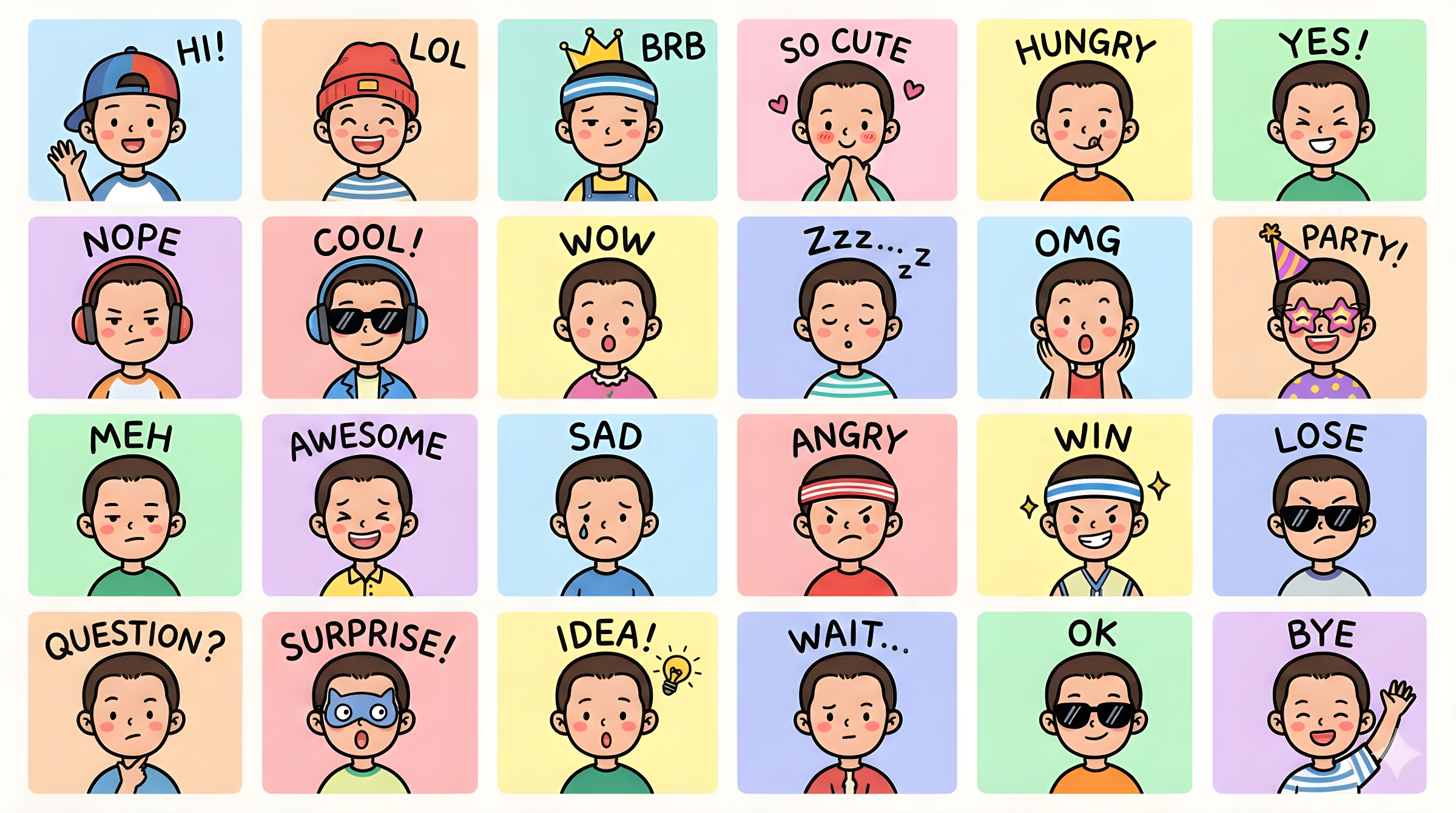 LINE Style Half-Body Chibi Stickers