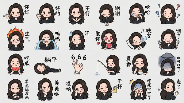 Colorful Hand-Drawn Emoji Stickers