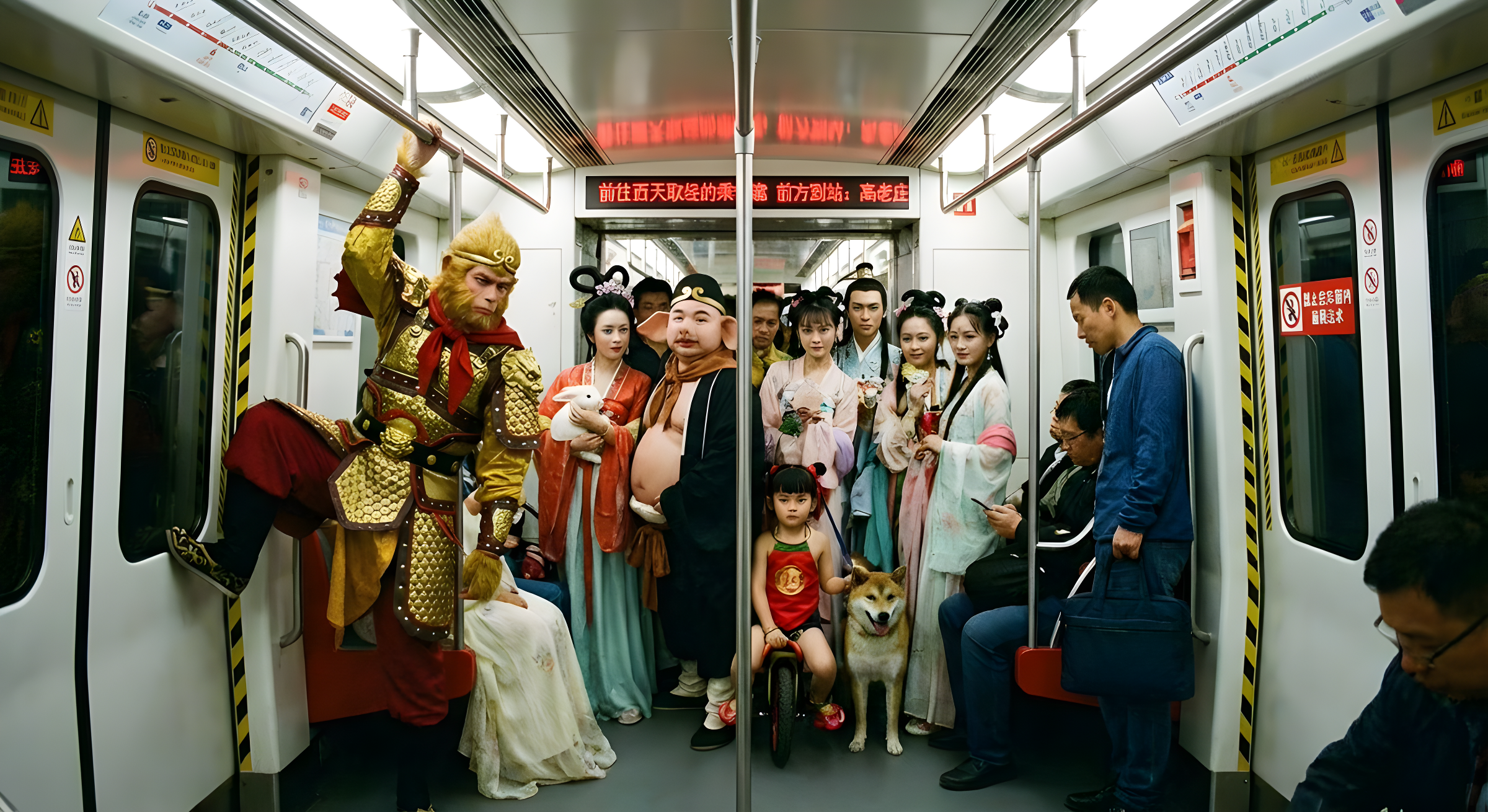 Journey to the West Characters Riding the Subway