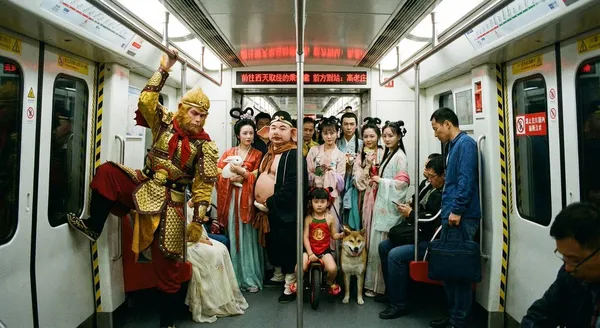 Journey to the West Characters Riding the Subway