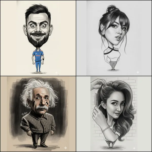Pencil-Style Big-Head Caricature