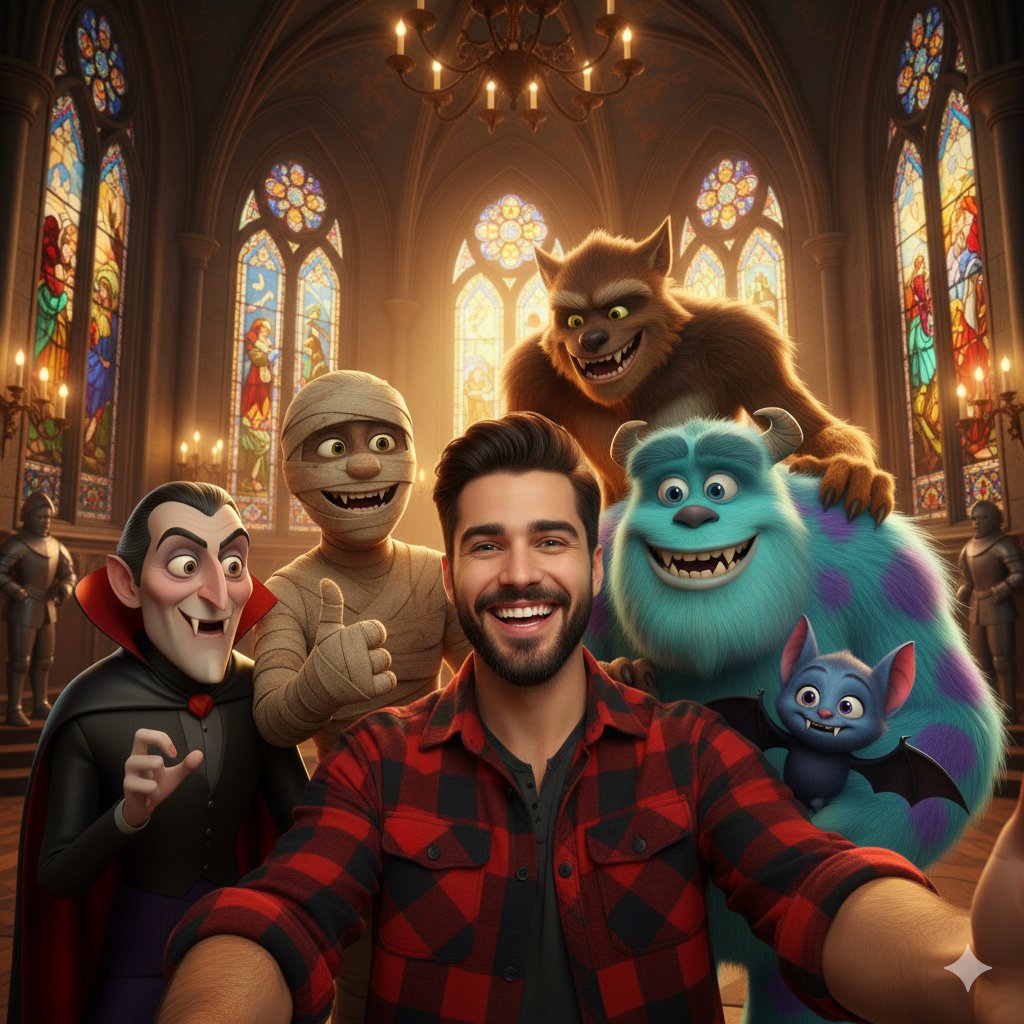 Selfie-Style Photo Surrounded by Animals