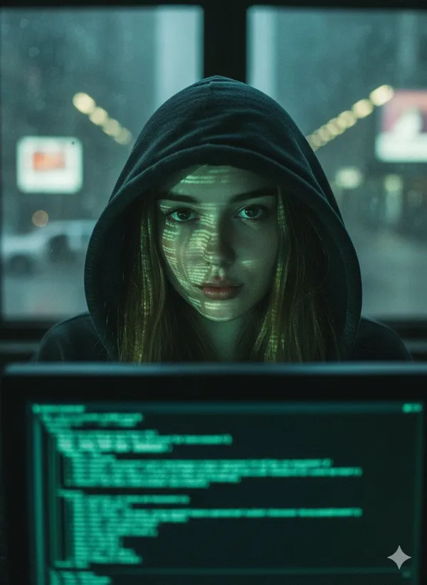 Close-Up of Girl in Dark Hoodie