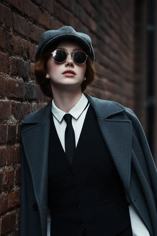 Newsboy Cap with Black Vest