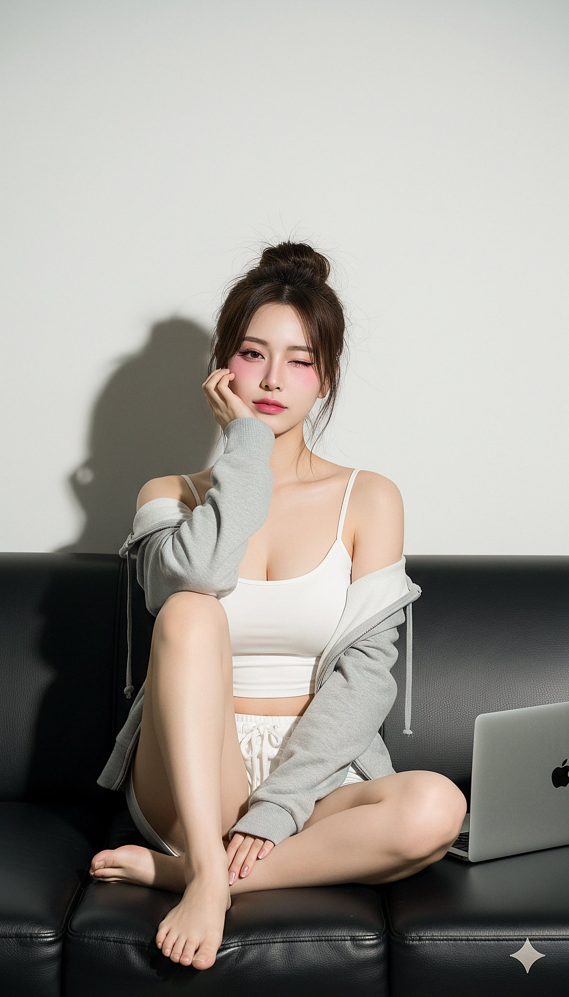 Girl Sitting on Sofa