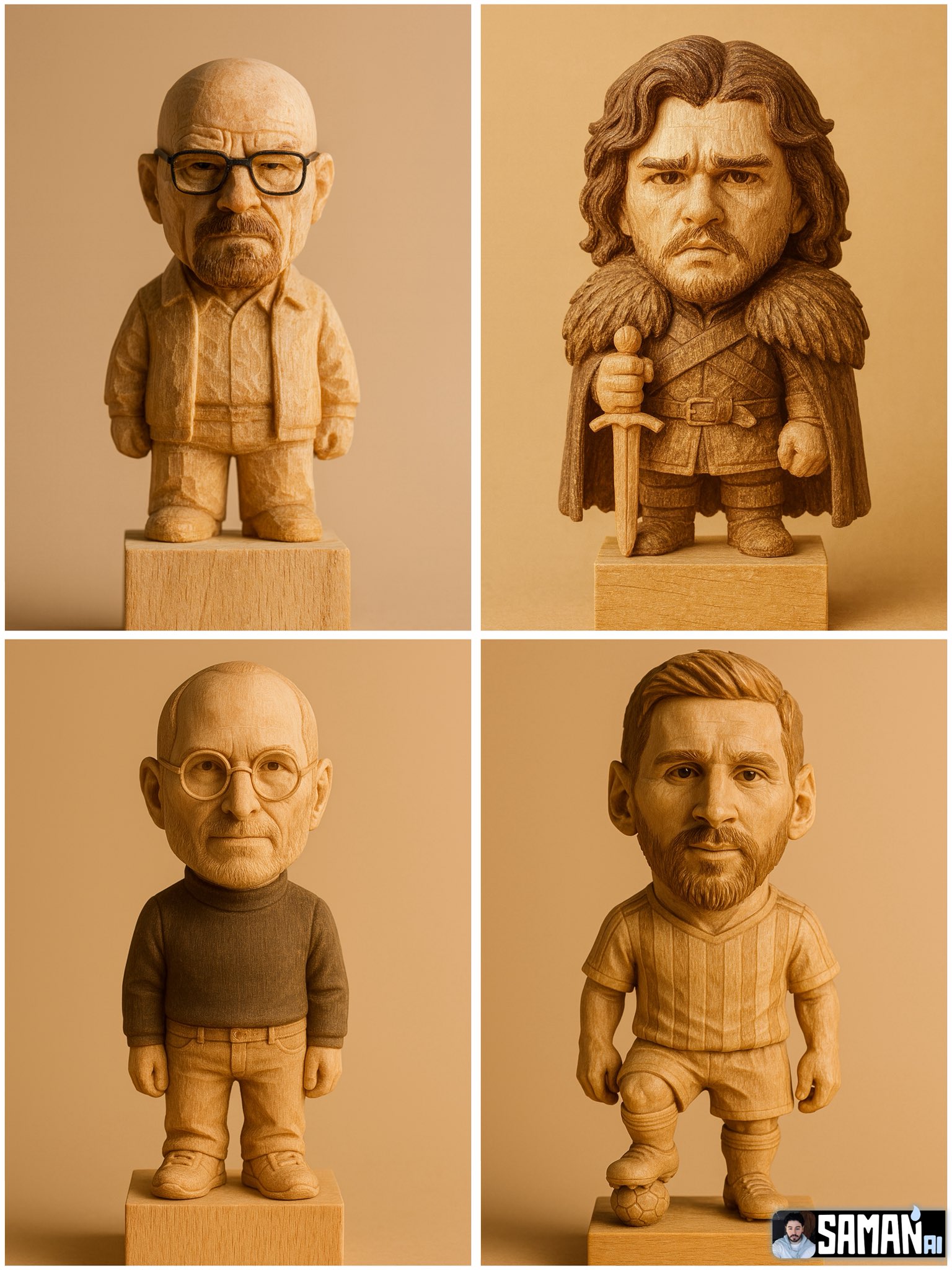 Chibi Wood Carving Doll