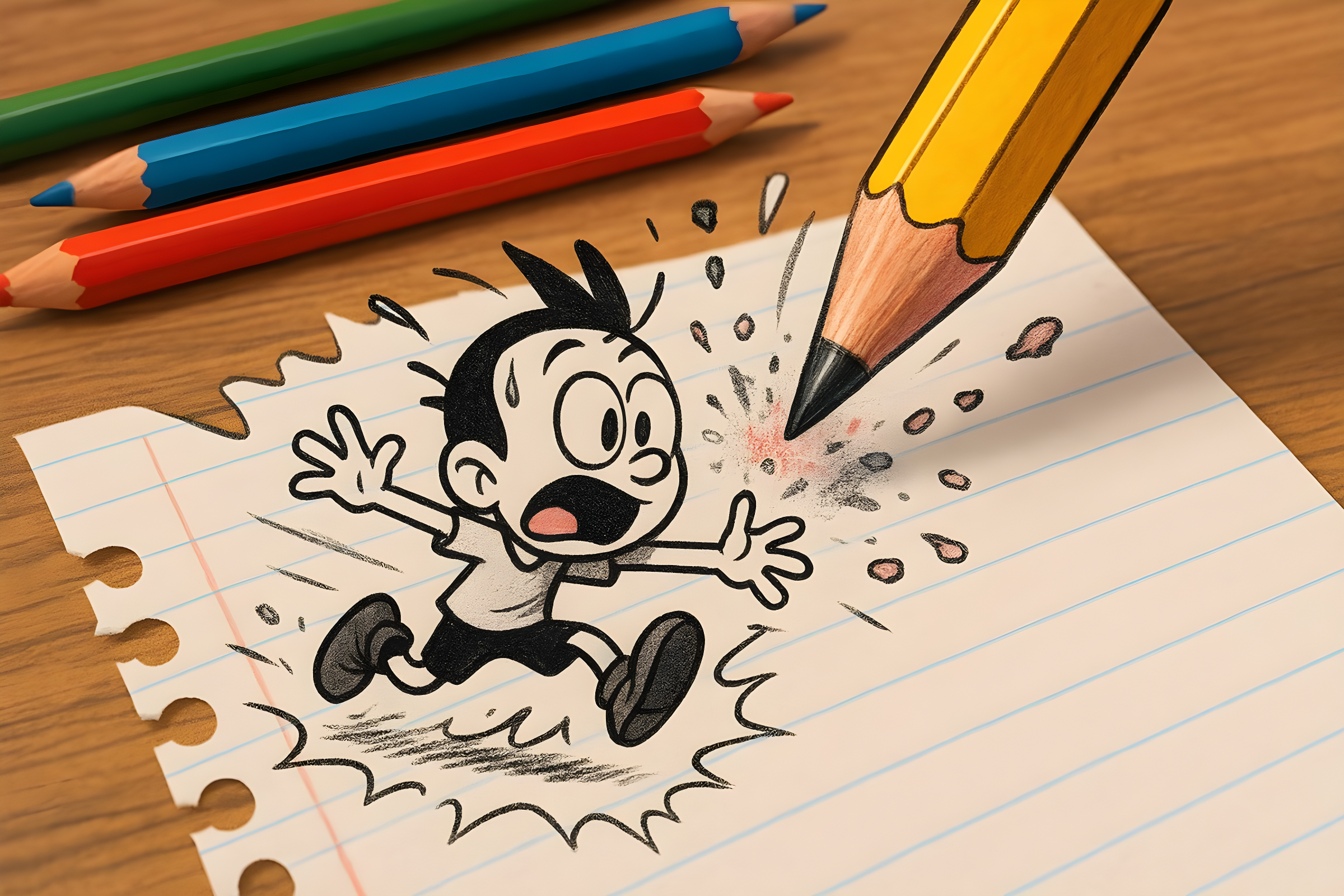 Tiny Cartoon Characters on Paper