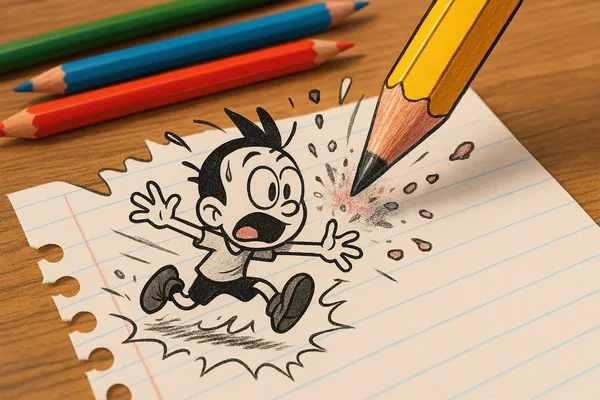 Tiny Cartoon Characters on Paper