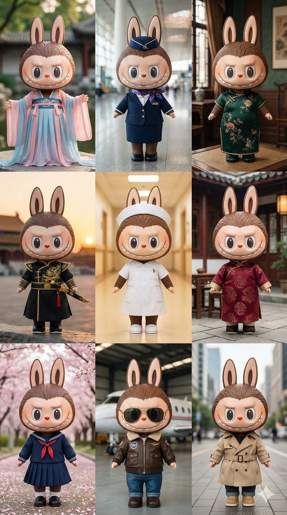 Labubu's 3x3 Grid Collage Photo