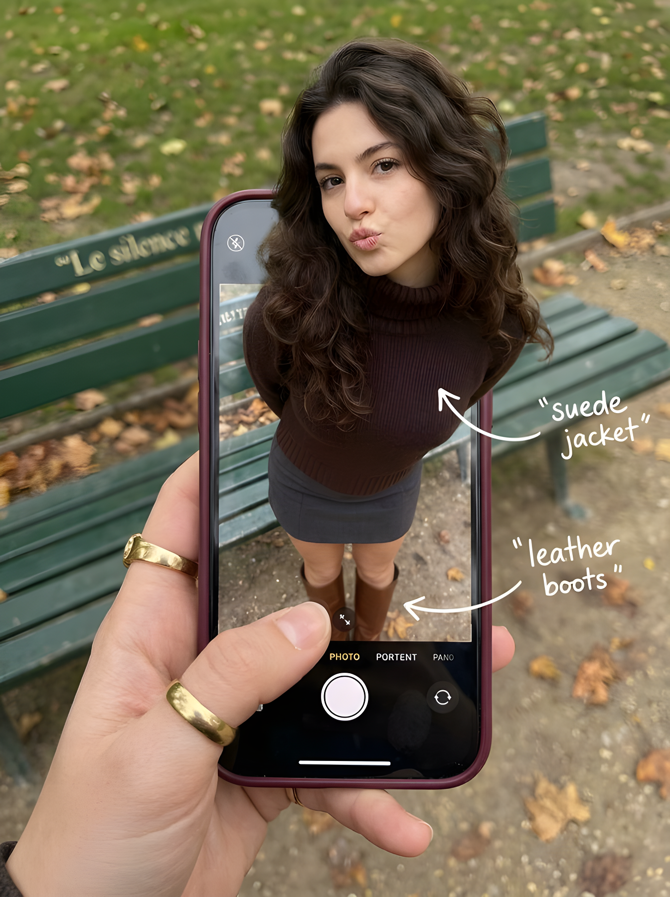 Woman Stepping Out Of Her Phone Screen