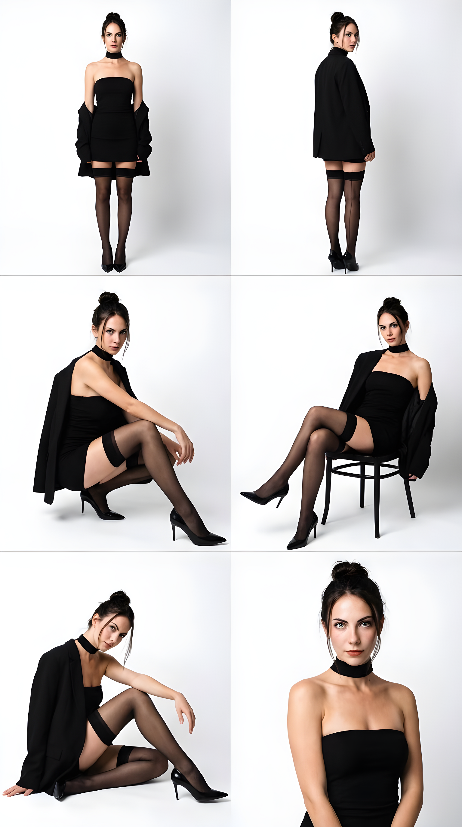 A high-fashion studio photo collage