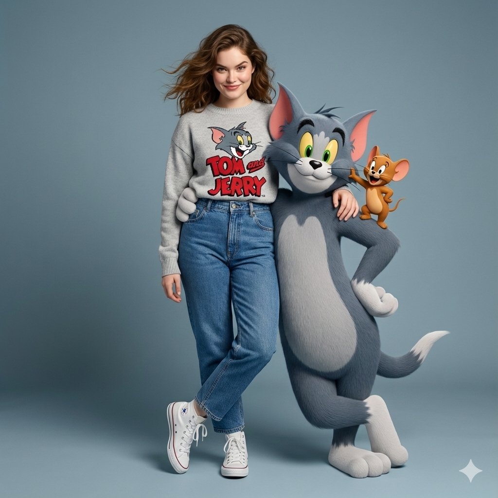 Playful Together: Photorealistic Fashion Moment of Tom and Jerry