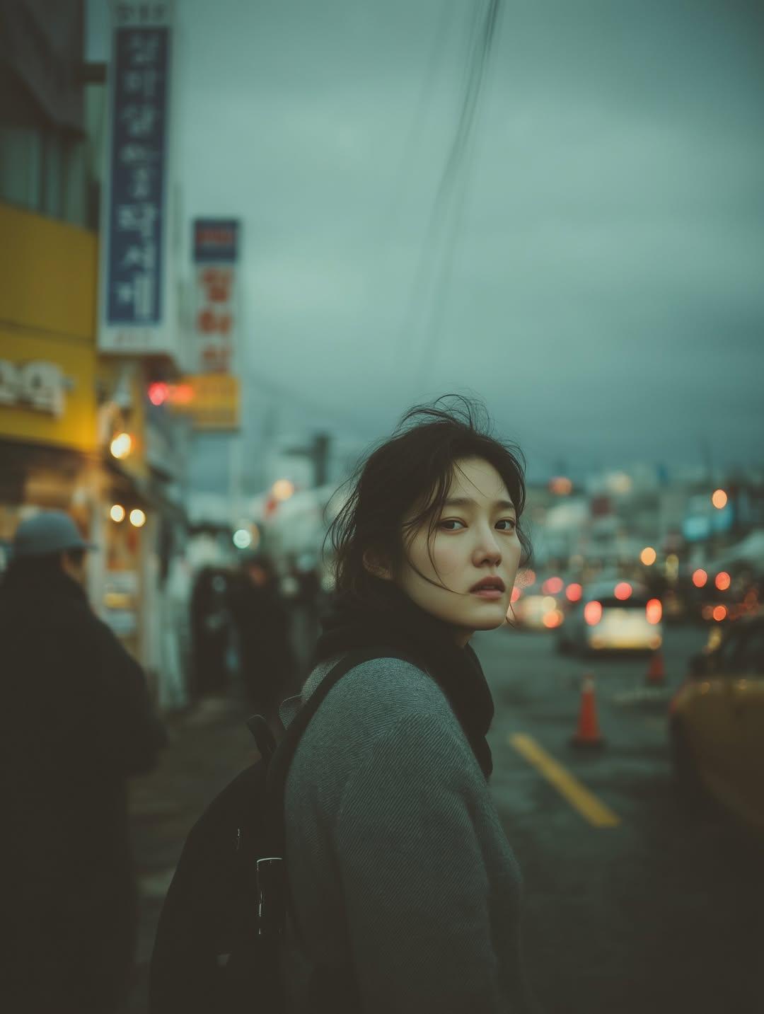 Lonely Gaze in the Urban Twilight