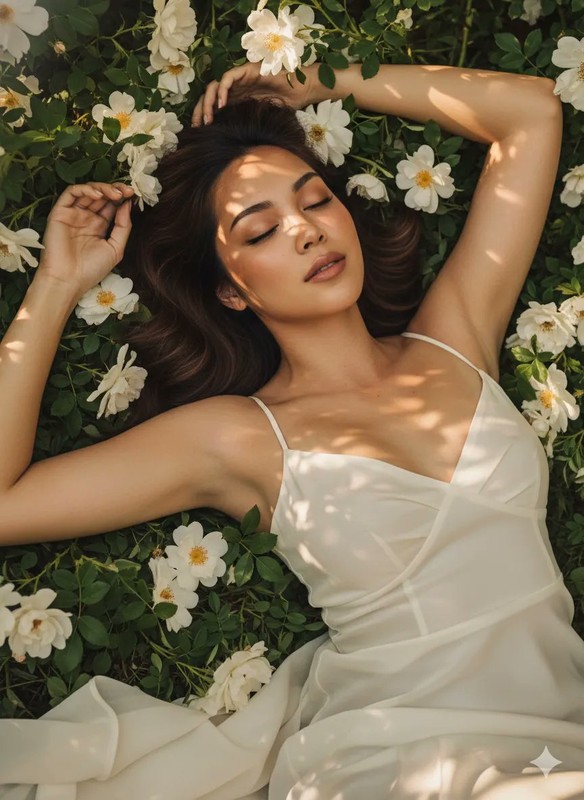Soft Light Flower Goddess Lying