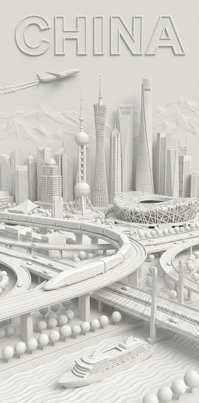 White Relief City Poster