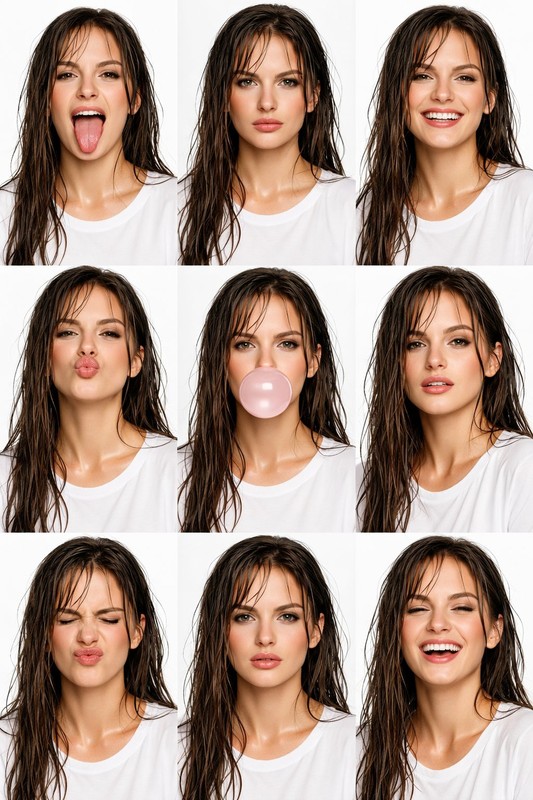 Pure White 9-Grid Wet Hair Supermodel