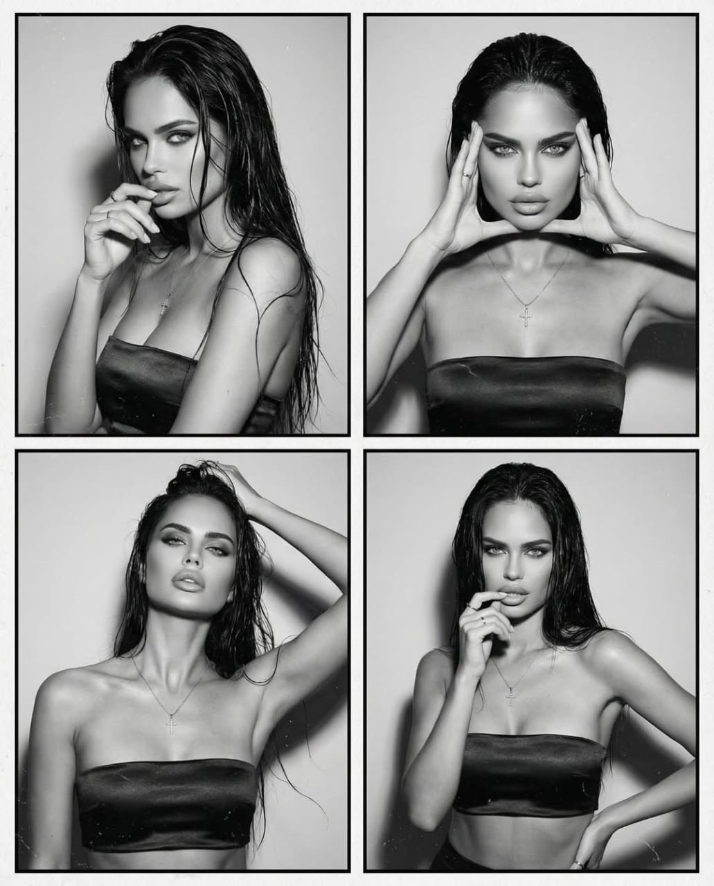 Monochrome Wet Hair Grid