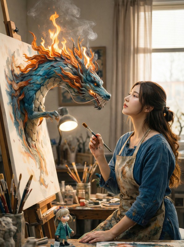 Dragon Comes Alive in Artist Studio