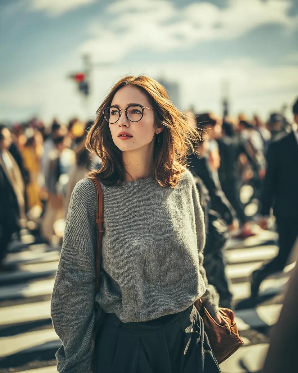 Golden Hour City Crosswalk Portrait