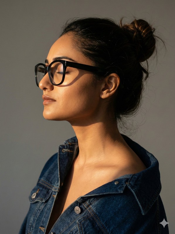 Golden Hour Side Profile Glasses Portrait