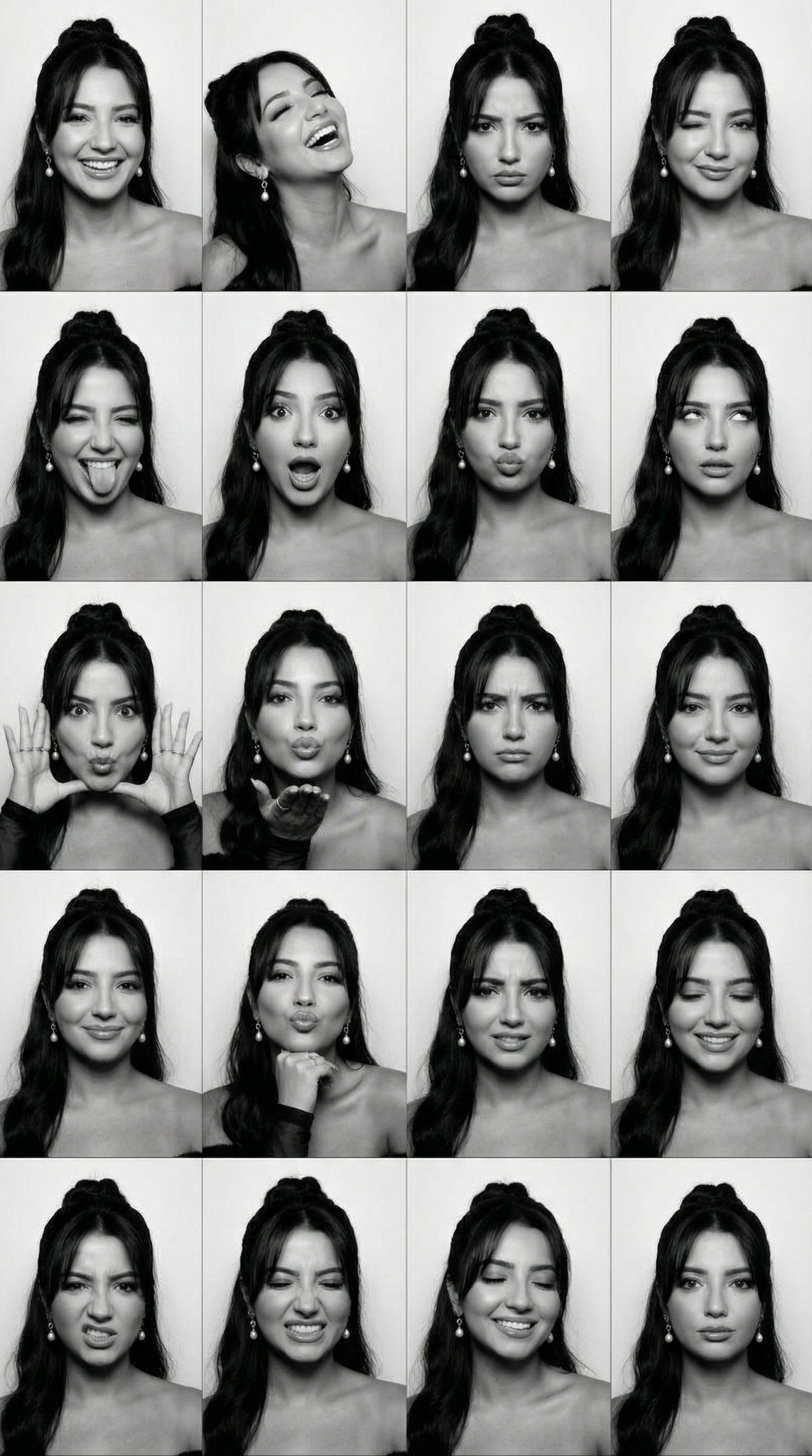 B&W Photobooth 4×5 Expression Grid