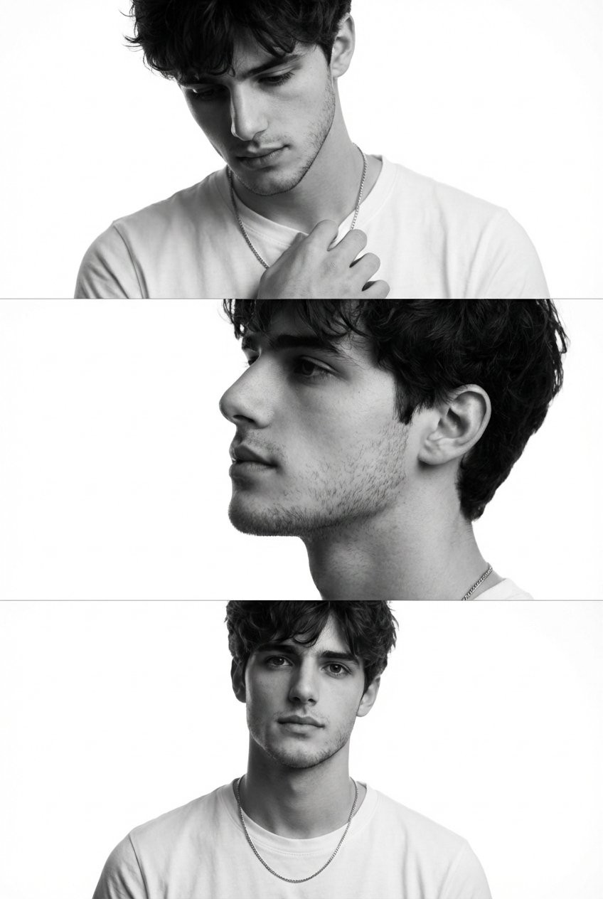 Minimalist Male Fashion Editorial Triptych