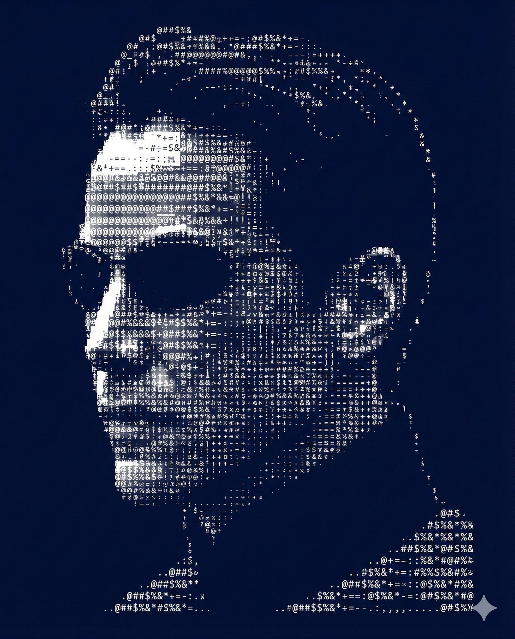 ASCII Art Typography Side Profile Portrait