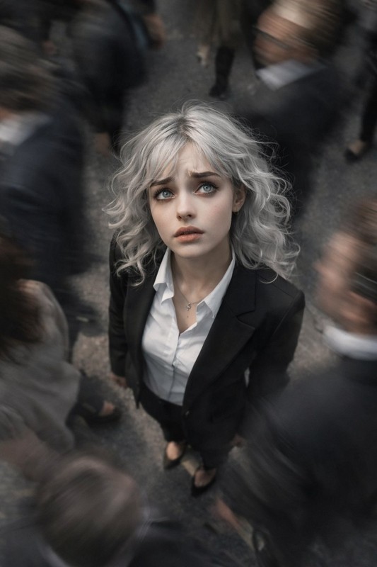 Top-View Urban Crowd Motion Blur Woman