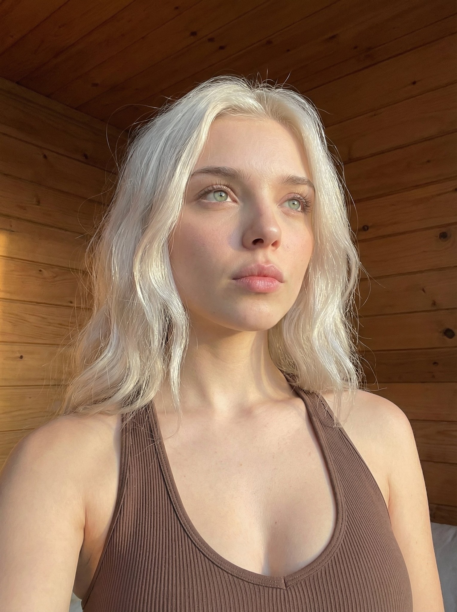 Scandinavian Cabin Cozy Selfie Portrait