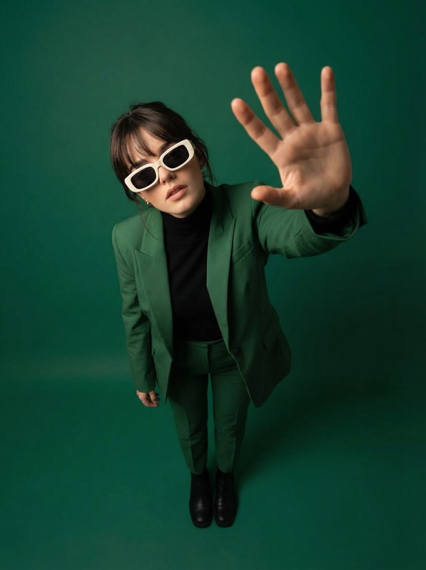 Emerald Green Backdrop High Fashion Upward Editorial