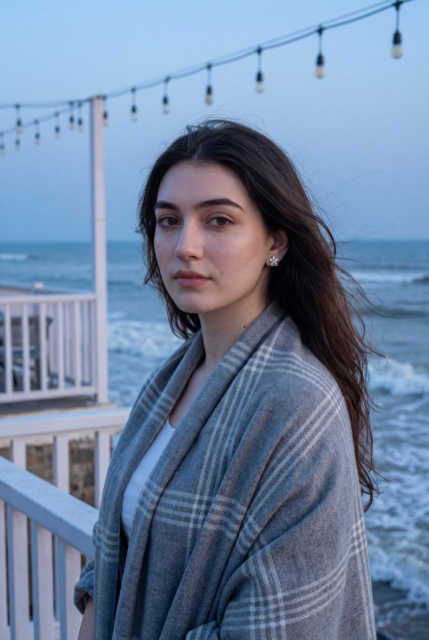 Blue Hour Seaside Terrace Portrait