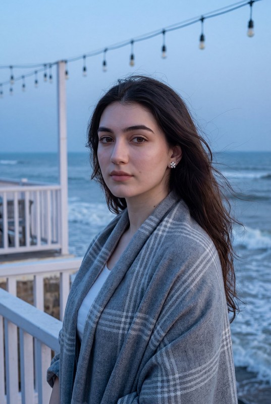 Blue Hour Seaside Terrace Portrait