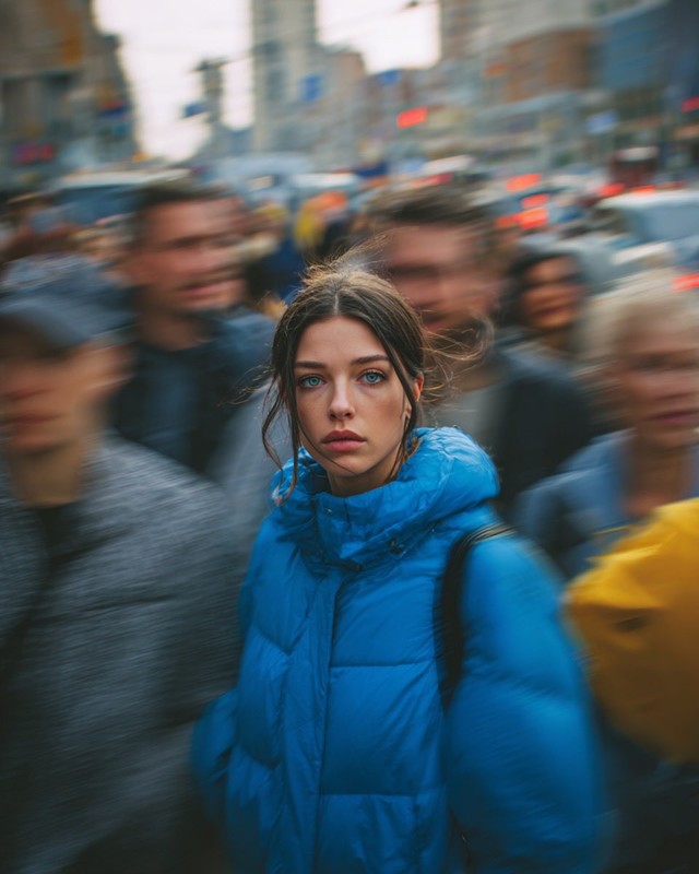 Blue Puffer Jacket City Freeze