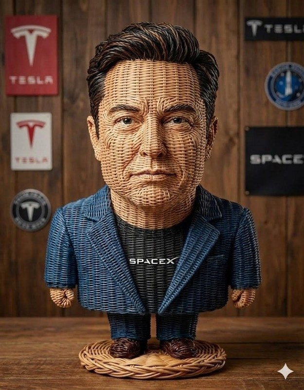 Wicker Rattan Caricature Figurine