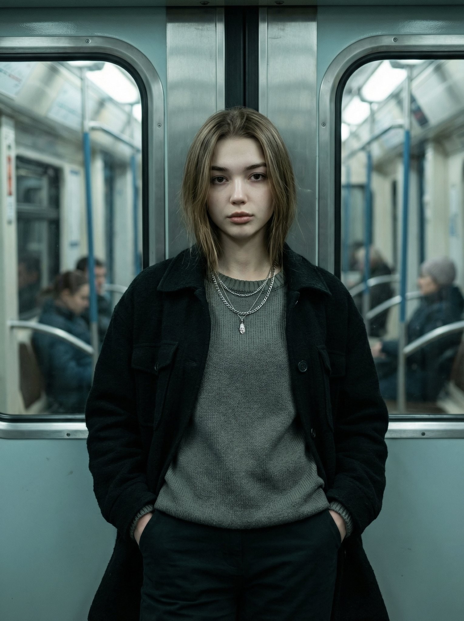 Subway Train Cinematic Fashion Editorial Portrait