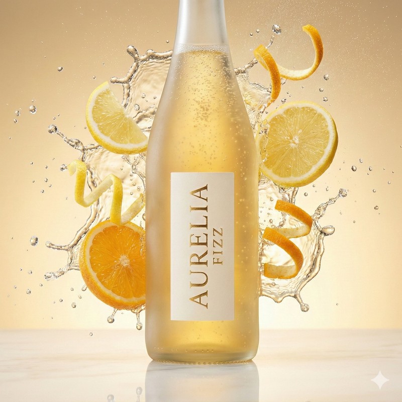 Dynamic Citrus Tonic Splash Commercial Product Photography
