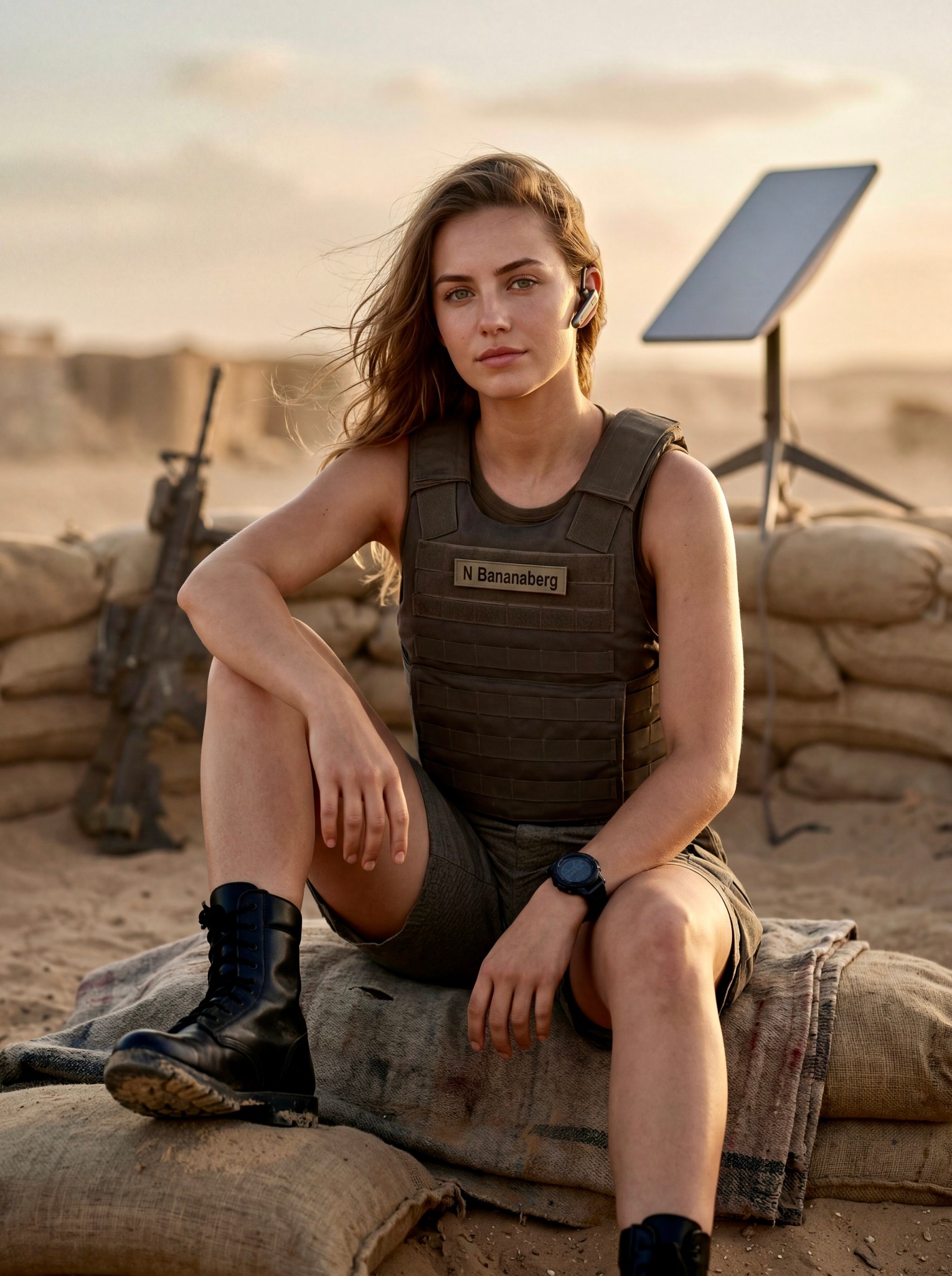 Desert Forward Base Military Fashion Editorial Portrait
