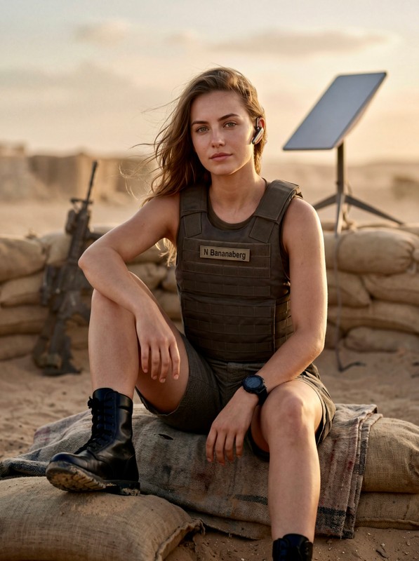 Desert Forward Base Military Fashion Editorial Portrait