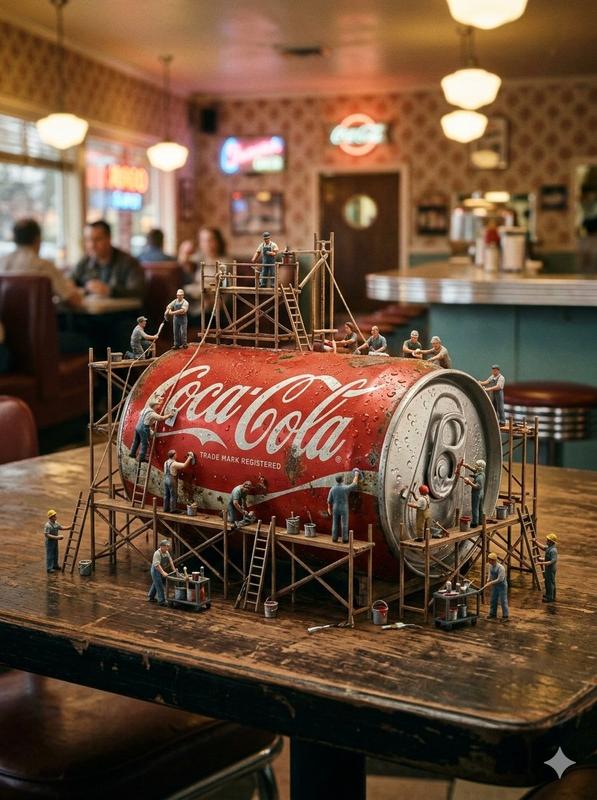 Miniature Workers Restoring Coca-Cola Chanel Tilt-Shift Macro