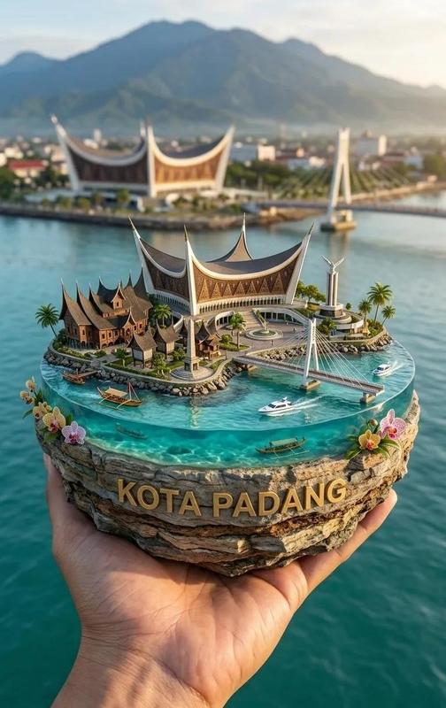 Hand-Held Tarakan City Miniature Island 3D Diorama