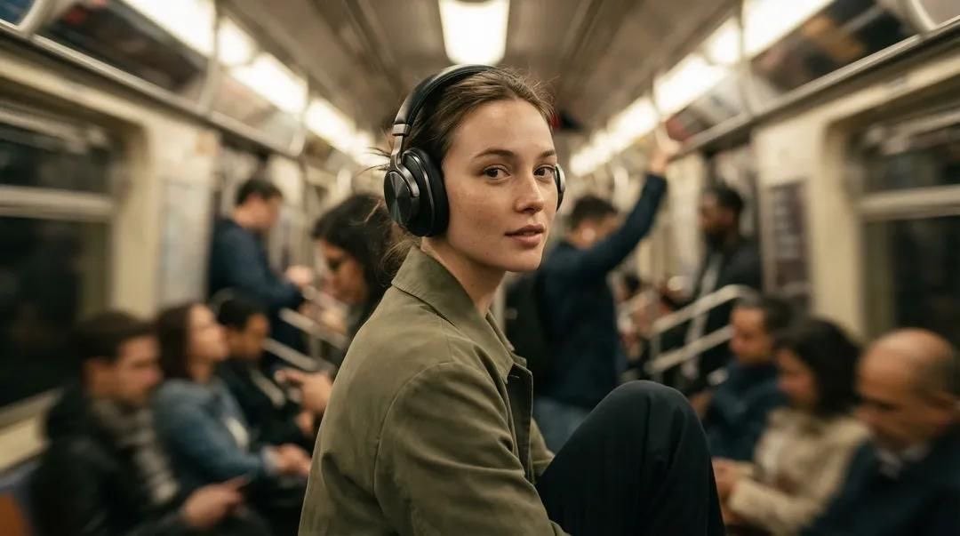 Metro Carriage Wireless Headphones Luxury Brand Campaign Portrait