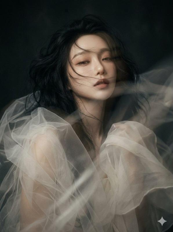 Dreamcore Dark Fantasy Tulle Portrait